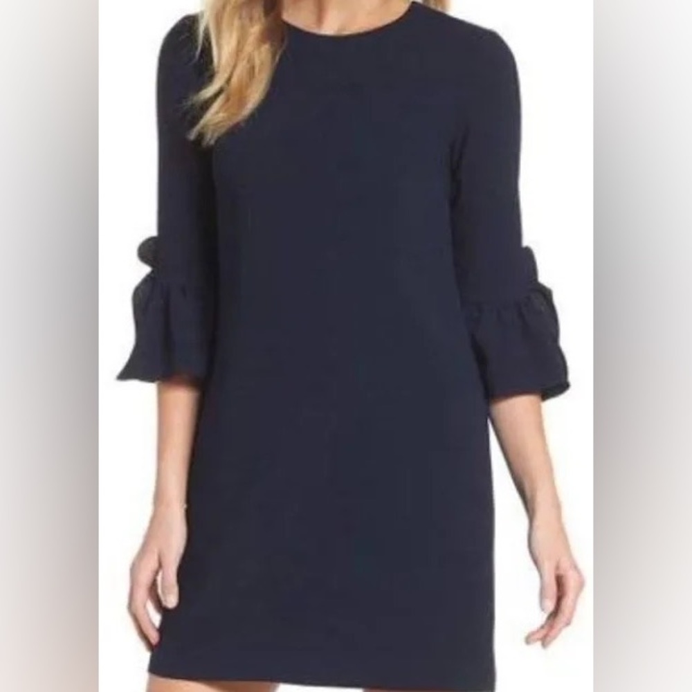 Nanette Lepore Long Sleeve Navy Ruffle Dress